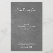 Hair Salon Elegant Silver Gray Price List Services Flyer (Achterkant)