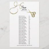 Hair Salon Flyer-prijslijst Gold Black menu (Voorkant)