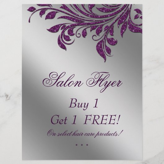 Hair Salon Flyer Sale Zebra Sparkle Paars Silver (Voorkant)
