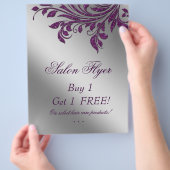 Hair Salon Flyer Sale Zebra Sparkle Paars Silver (Hand)