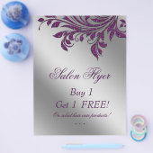 Hair Salon Flyer Sale Zebra Sparkle Paars Silver (Enkel)