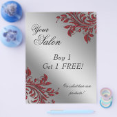 Hair Salon Flyer Sale Zebra Sparkle Red Silver (Enkel)