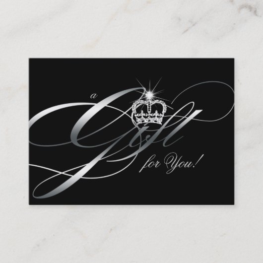 Hair Salon Gift Certificate Black Silver Crown Kortingskaartje (Voorkant)