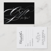 Hair Salon Gift Certificate Black Silver Kortingskaartje (Voorkant / Achterkant)
