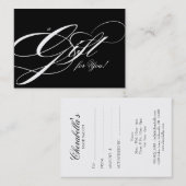 Hair Salon Gift Certificate Black White Kortingskaartje (Voorkant / Achterkant)