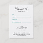 Hair Salon Gift Certificate Blue White Kortingskaartje (Achterkant)