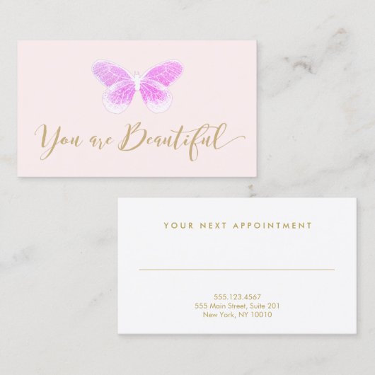 Hair Salon Glitter Butterfly Appointinder Afsprakenkaartje (Voorkant / Achterkant)