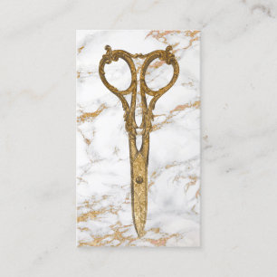 Hair Salon Gold Antiek Scissor Trendy Marble #2 Visitekaartje