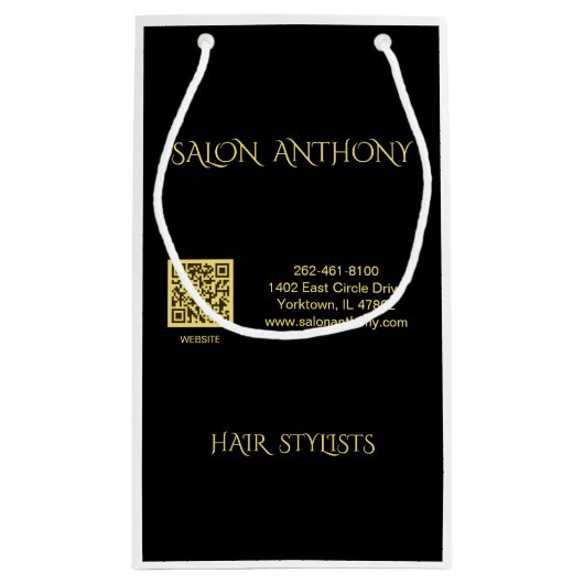 Hair Salon Gold Black QR Klein Cadeauzakje (Achterkant)