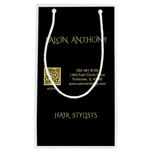 Hair Salon Gold Black QR Klein Cadeauzakje (Voorkant)