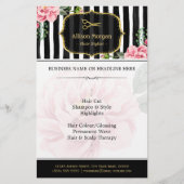 Hair Salon Gold Glitter Black White Floral Flyer (Voorkant)