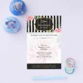 Hair Salon Gold Glitter Black White Floral Flyer (Enkel)