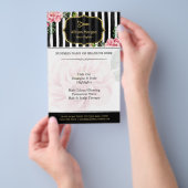 Hair Salon Gold Glitter Black White Floral Flyer (Hand)