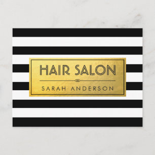 HAIR SALON - Gold Label en zwarte witte strepen Briefkaart