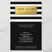 HAIR SALON - Gold Label en zwarte witte strepen Flyer (Voorkant)