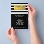 HAIR SALON - Gold Label en zwarte witte strepen Flyer (Hand)