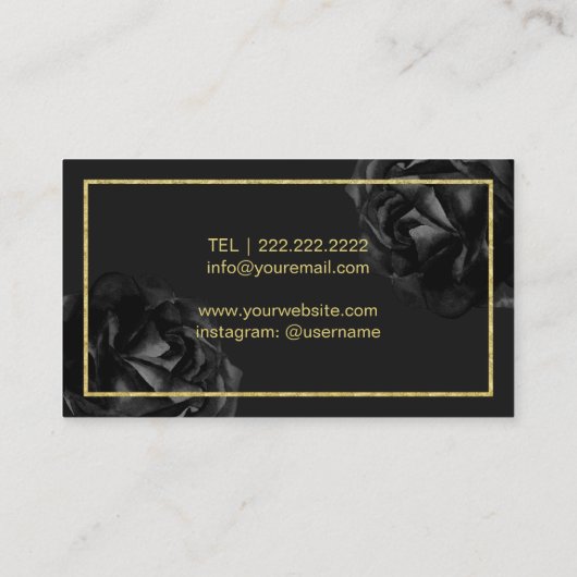 Hair Salon Gold Scissor & Dryer Black Floral Visitekaartje (Achterkant)