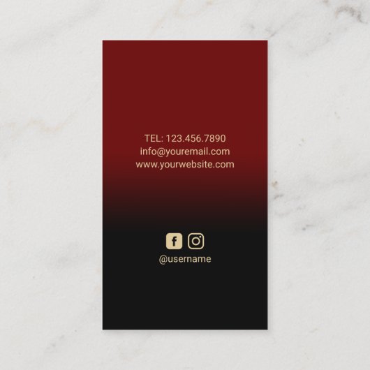 Hair Salon Gold Scissor & Red Rose Modern Stylist Visitekaartje (Achterkant)