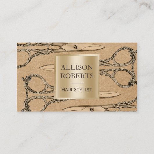 Hair Salon  Gold Scissors Benoeming Afsprakenkaartje (Voorkant)
