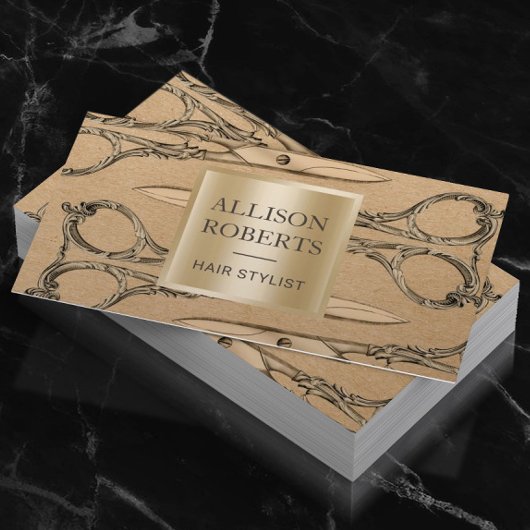 Hair Salon  Gold Scissors Benoeming Afsprakenkaartje