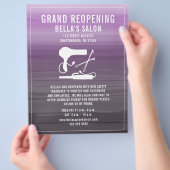Hair Salon Grand Reopening Paars Ombre Flyer (Hand)