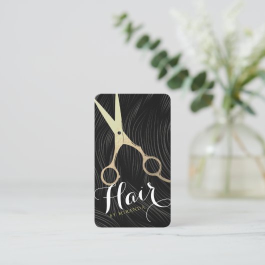 Hair Salon Haarstylist Appointment Gold Scissors Afsprakenkaartje (Staand voorkant)
