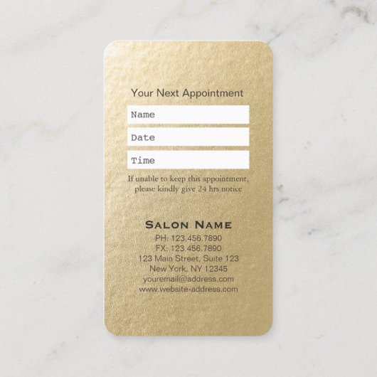 Hair Salon Haarstylist Appointment Gold Scissors Afsprakenkaartje (Achterkant)