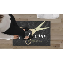Hair Salon Haarstylist Black Gold Scissors Welkom Deurmat