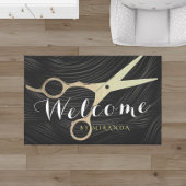 Hair Salon Haarstylist Black Gold Scissors Welkom Deurmat