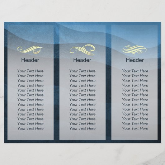 Hair Salon Haarstylist Blue Gold Scissors Tri Fold (Achterkant)