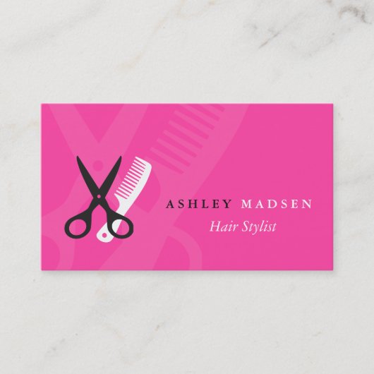 Hair Salon Haarstylist - Cute Girly Pink Visitekaartje (Voorkant)
