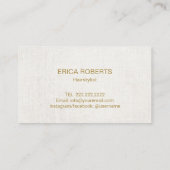 Hair Salon Haarstylist Elegant Gold Script Visitekaartje (Achterkant)