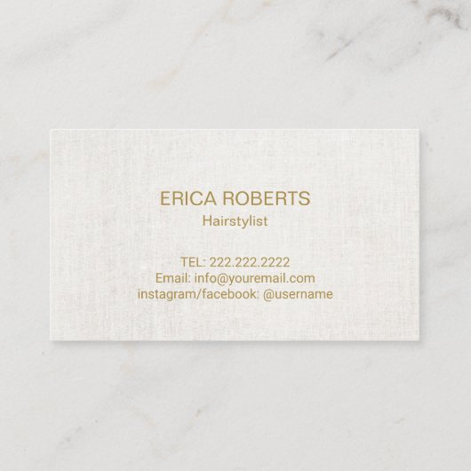 Hair Salon Haarstylist Elegant Gold Script Visitekaartje (Achterkant)