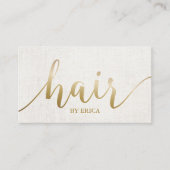 Hair Salon Haarstylist Elegant Gold Script Visitekaartje (Voorkant)