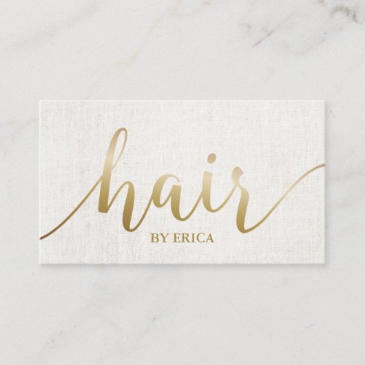 Hair Salon Haarstylist Elegant Gold Script Visitekaartje (Voorkant)