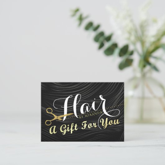 Hair Salon Haarstylist Gift Certificate Scissors Kortingskaartje (Staand voorkant)