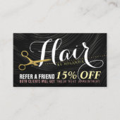 Hair Salon Haarstylist Gold Scissors Referral Kaar (Voorkant)