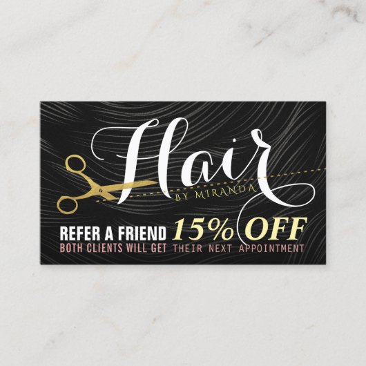 Hair Salon Haarstylist Gold Scissors Referral Kaar (Voorkant)