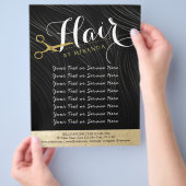 Hair Salon Haarstylist Modern Black Gold Scissors Flyer (Hand)