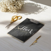Hair Salon Haarstylist Modern Black Gold Scissors Klembord