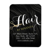 Hair Salon Haarstylist Modern Black Gold Scissors Magneet (Verticaal)