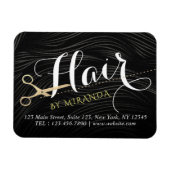 Hair Salon Haarstylist Modern Black Gold Scissors Magneet (Horizontaal)