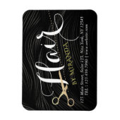 Hair Salon Haarstylist Modern Black Gold Scissors Magneet (Verticaal)