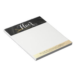 Hair Salon Haarstylist Modern Black Gold Scissors Notitieblok