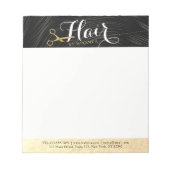 Hair Salon Haarstylist Modern Black Gold Scissors Notitieblok (Voorkant)