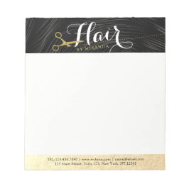 Hair Salon Haarstylist Modern Black Gold Scissors Notitieblok