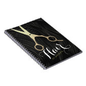 Hair Salon Haarstylist Modern Black Gold Scissors Notitieboek (Rechterzijde)