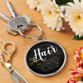 Hair Salon Haarstylist Modern Black Gold Scissors Sleutelhanger