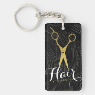 Hair Salon Haarstylist Modern Black Gold Scissors Sleutelhanger