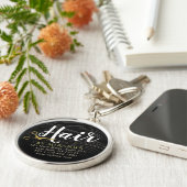 Hair Salon Haarstylist Modern Black Gold Scissors Sleutelhanger (Zijkant)